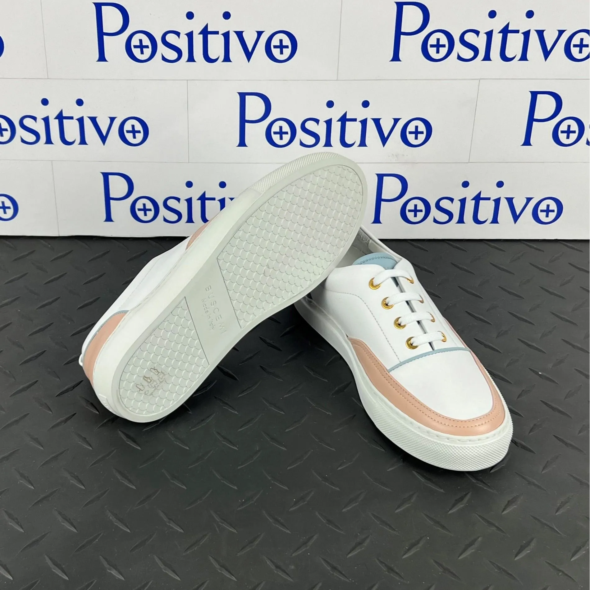 Buscemi Women's Cali White Trio Leather Low top Sneakers SAMPLE