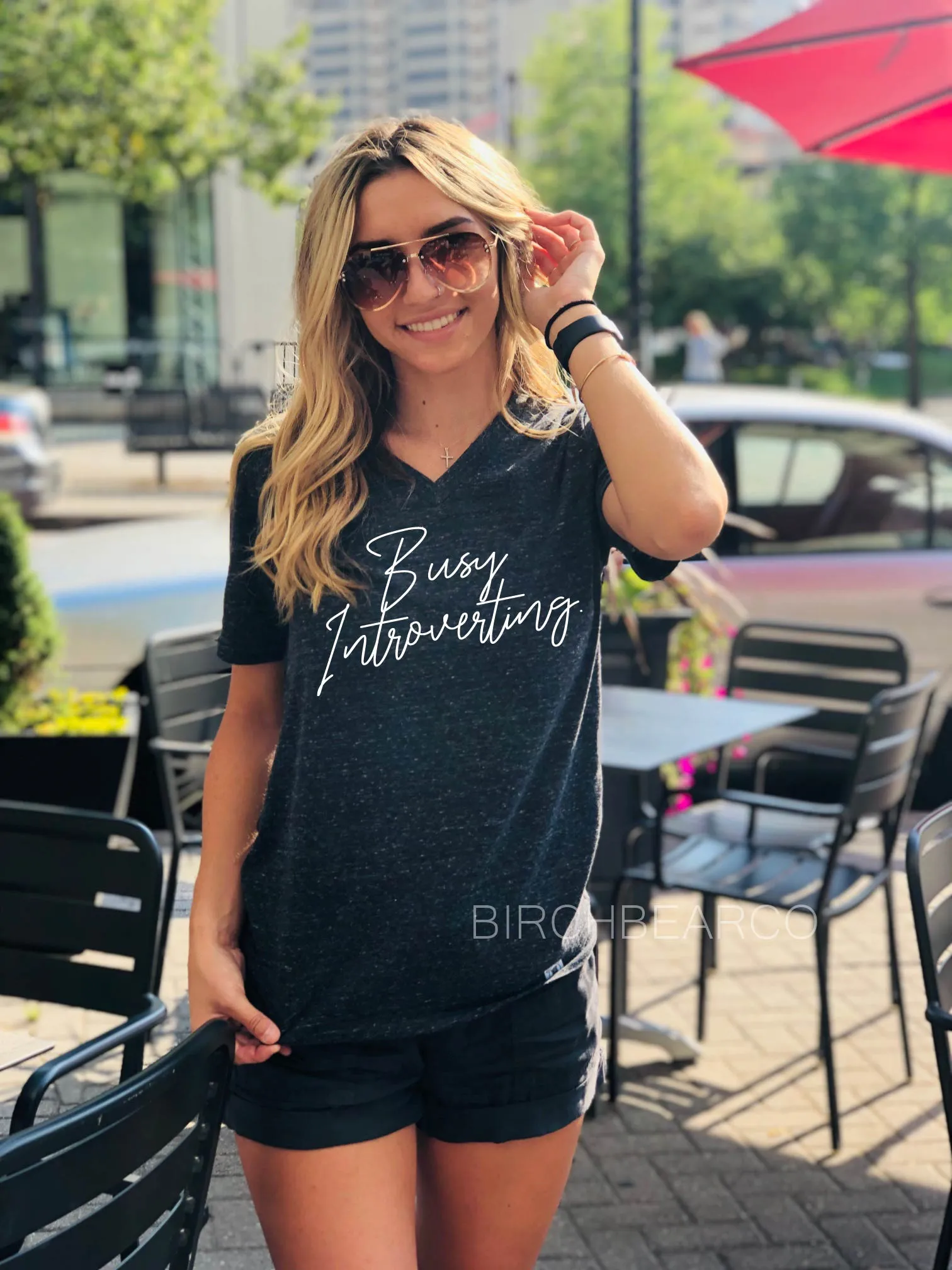 Busy Introverting Shirt - Sarcasm Shirt - Unisex V Neck