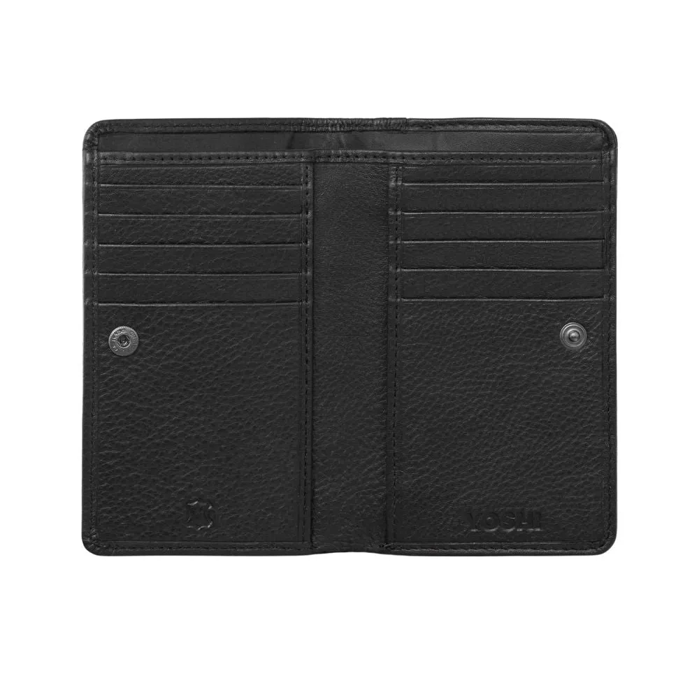 Butterflies Zip Around Black Leather Purse