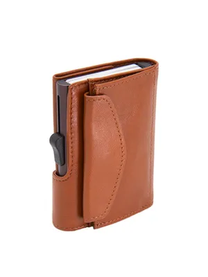 C-Secure XL Italian Leather Wallet with Coin Pouch RFID Chestnut Brown