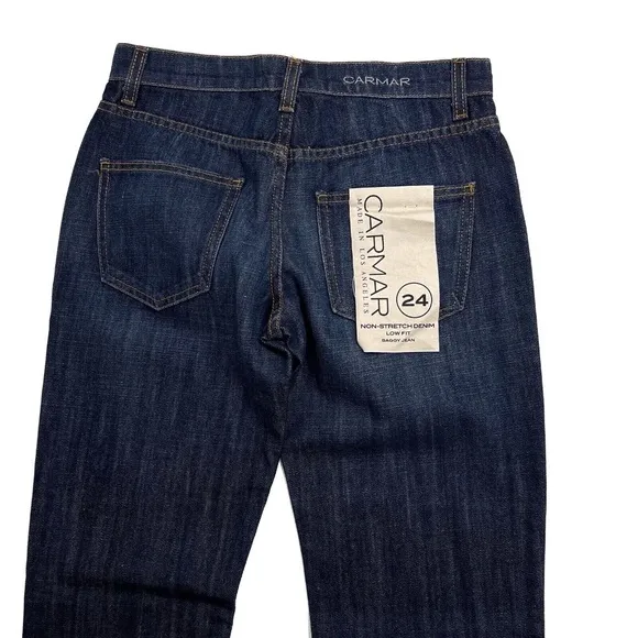 Carmar LF Women’s Size 24 Dark Blue Non-Stretch Denim Low Rise Baggy Jeans NWT