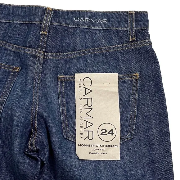 Carmar LF Women’s Size 24 Dark Blue Non-Stretch Denim Low Rise Baggy Jeans NWT