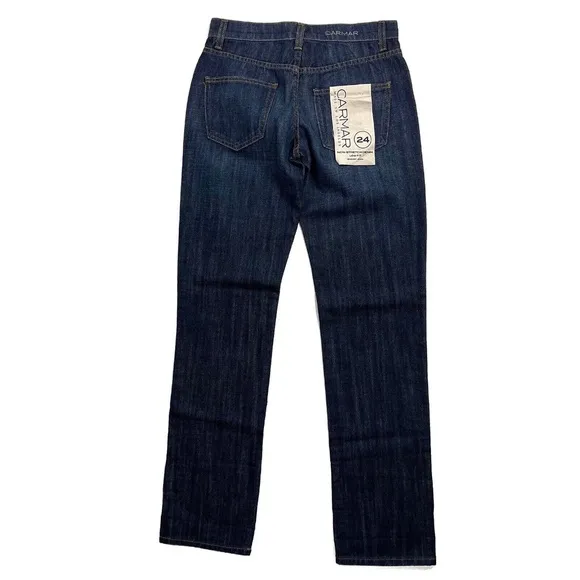 Carmar LF Women’s Size 24 Dark Blue Non-Stretch Denim Low Rise Baggy Jeans NWT