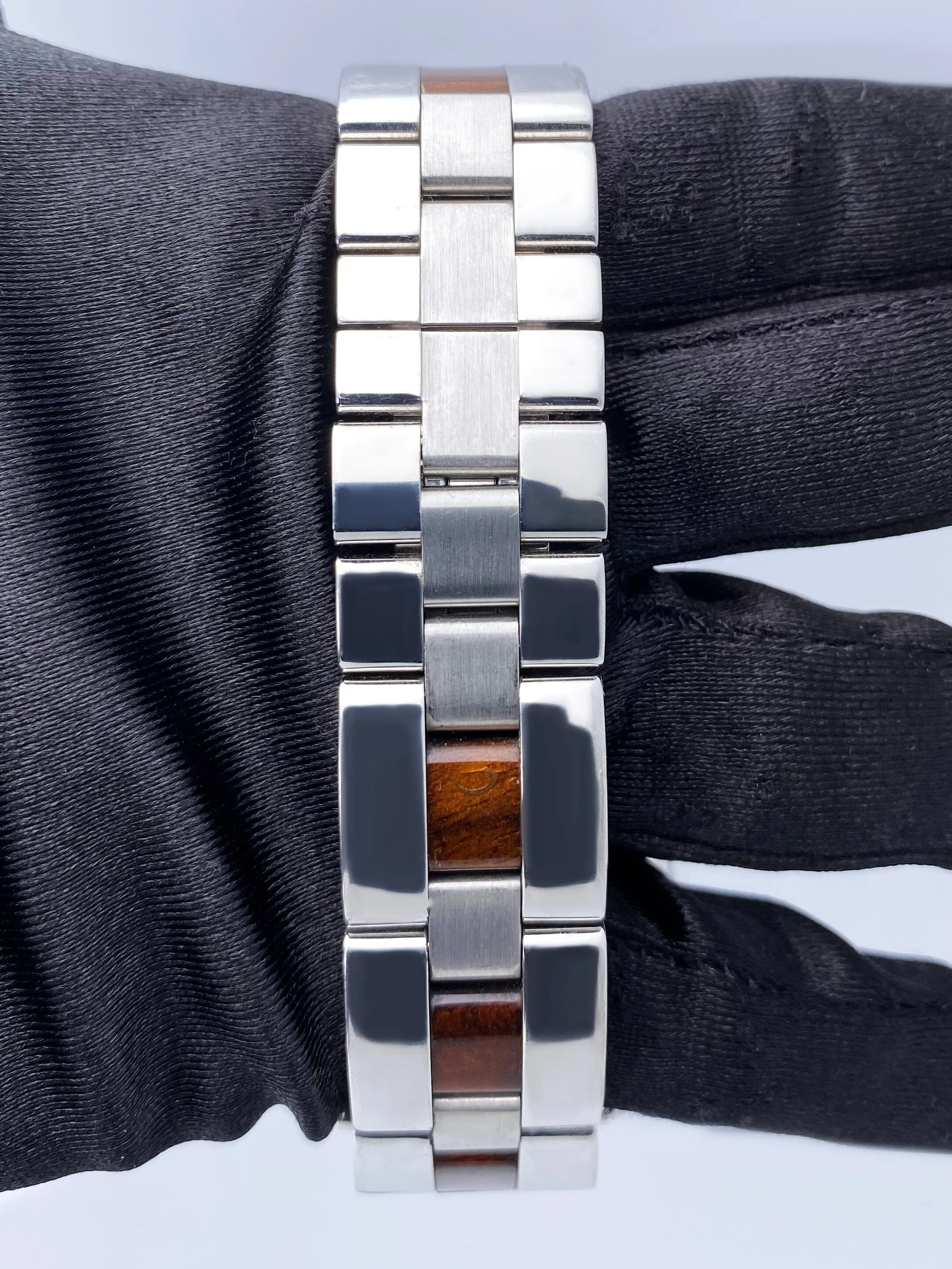 Cartier Roadster XL W6206000 Wood Dial White Gold Mens Watch