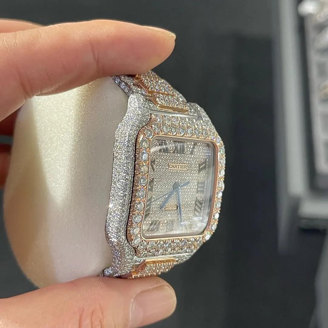 Cartier Santos Moissanite Diamond Watch | Moissanite watch | diamond watch | W 241