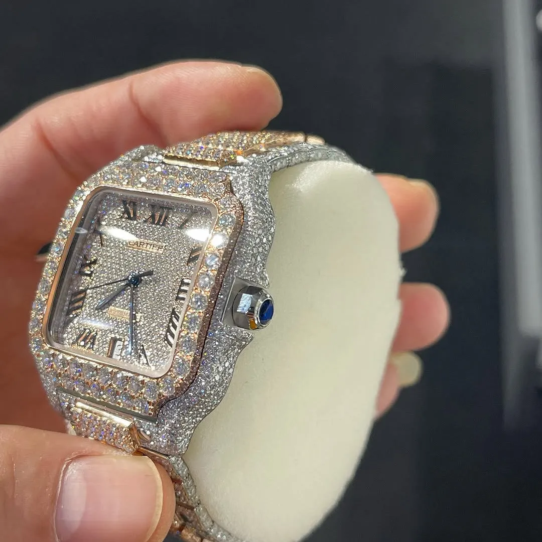 Cartier Santos Moissanite Diamond Watch | Moissanite watch | diamond watch | W 241