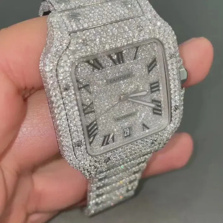 Cartier Santos Moissanite Diamond Watch | VVS Diamond Cartier Santos W 109