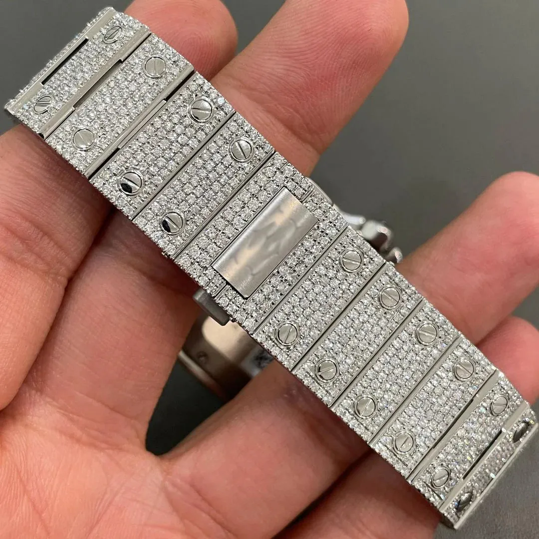 Cartier Santos Moissanite Diamond Watch | VVS Diamond Cartier Santos W 109