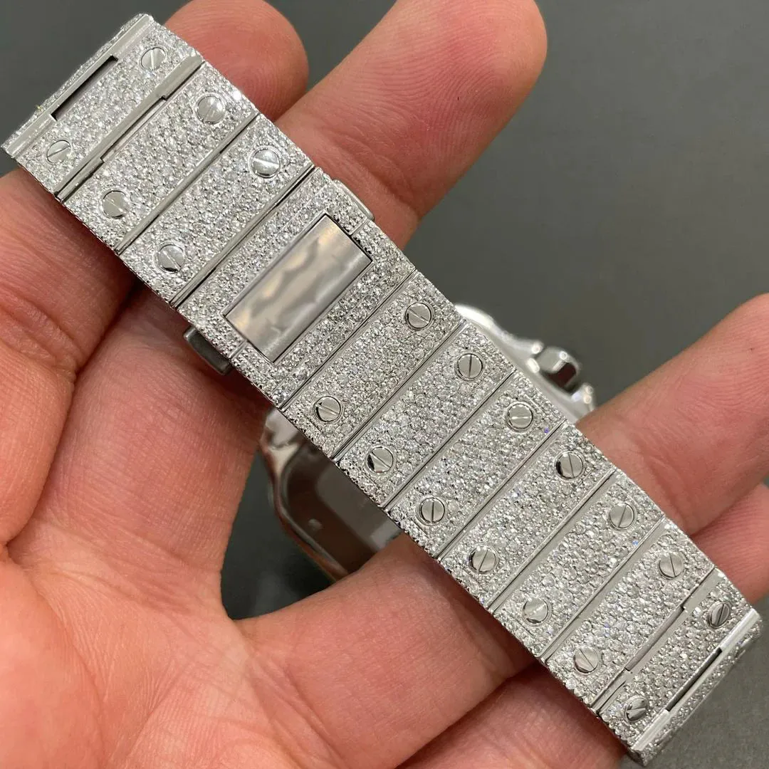 Cartier Santos Moissanite Diamond Watch | VVS Diamond Cartier Santos W 114
