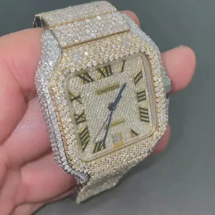 Cartier Santos Moissanite Diamond Watch | vvs moissanite watch W 104