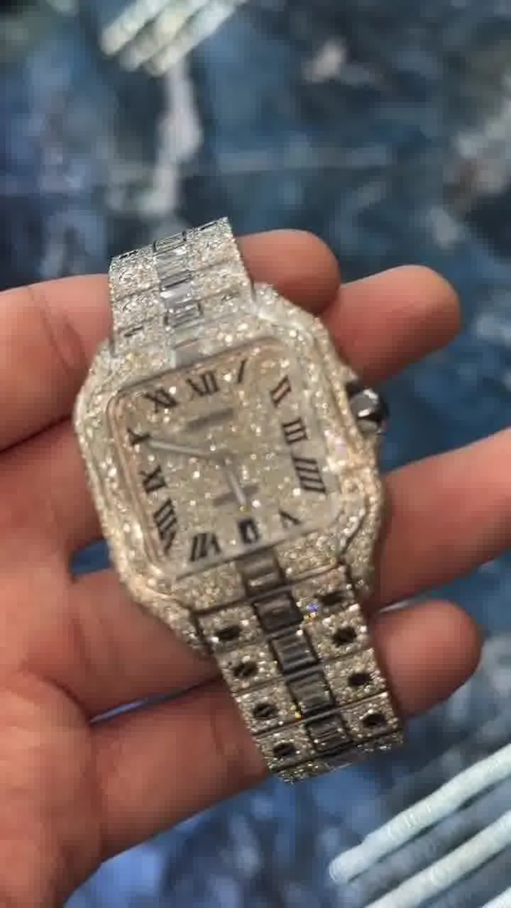 Cartier Santos Moissanite Diamond Watch | vvs moissanite watch W 191