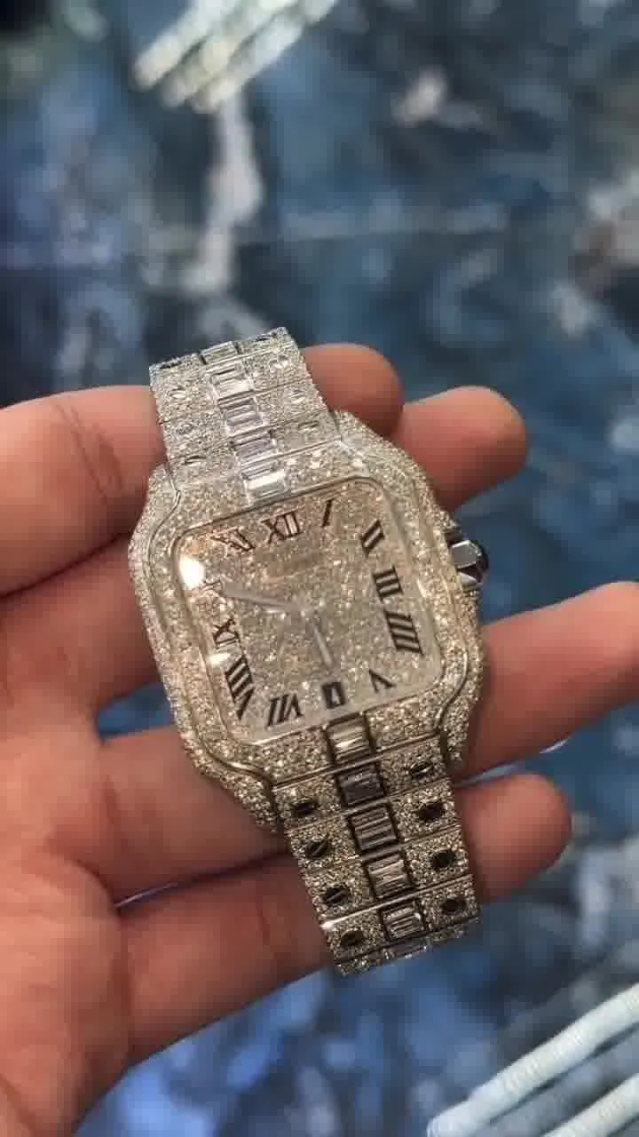 Cartier Santos Moissanite Diamond Watch | vvs moissanite watch W 191