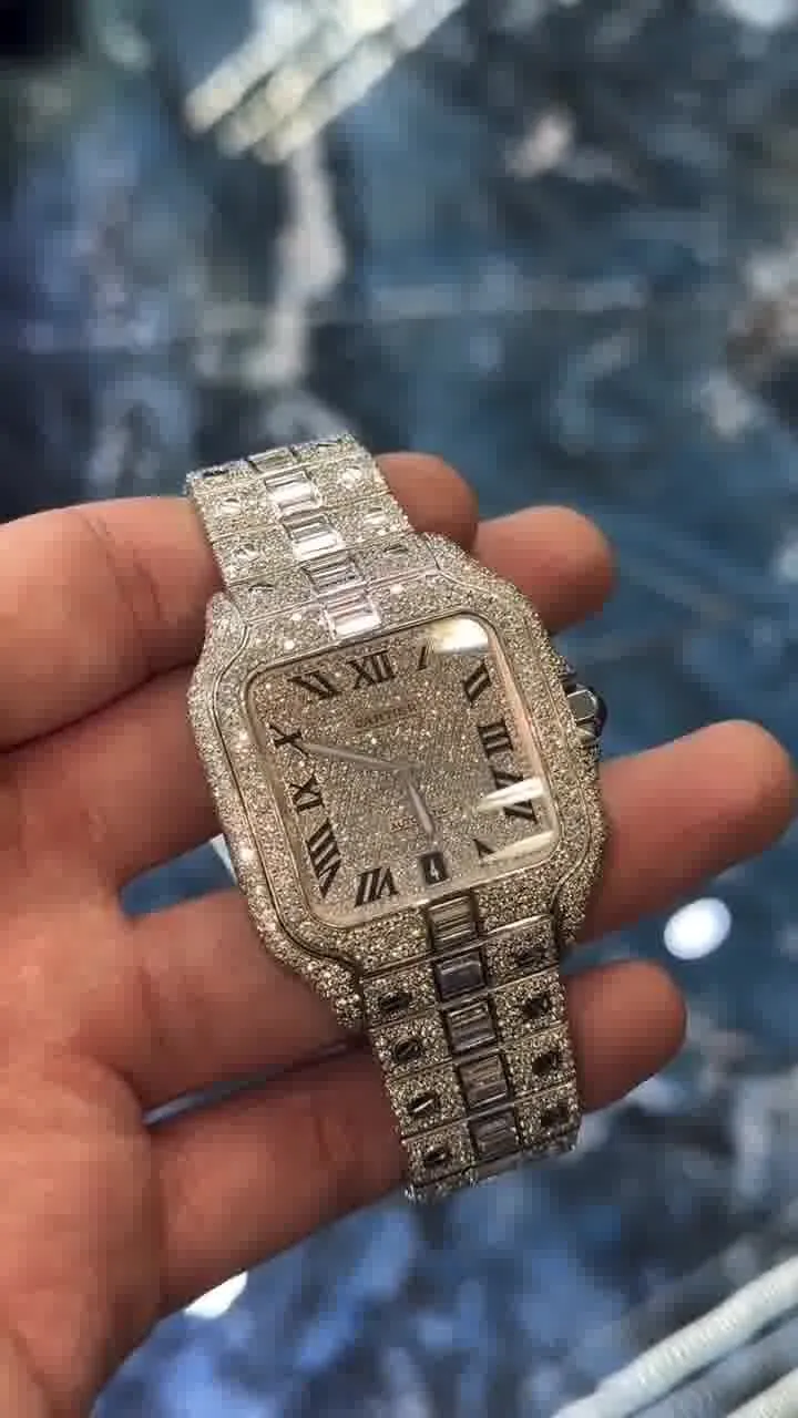 Cartier Santos Moissanite Diamond Watch | vvs moissanite watch W 191
