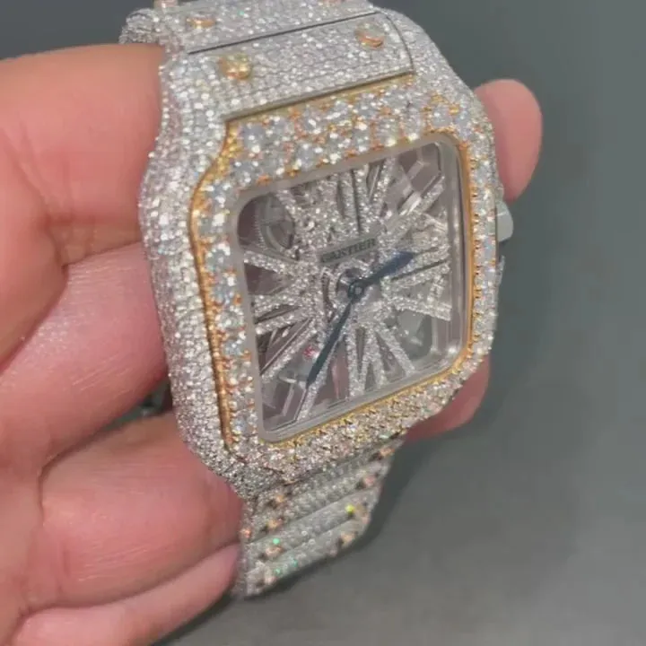 Cartier Santos Moissanite Diamond Watch | vvs moissanite watch W 90