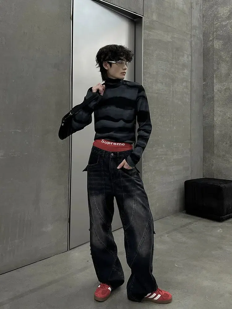 Casual Striped Turtleneck T-Shirt