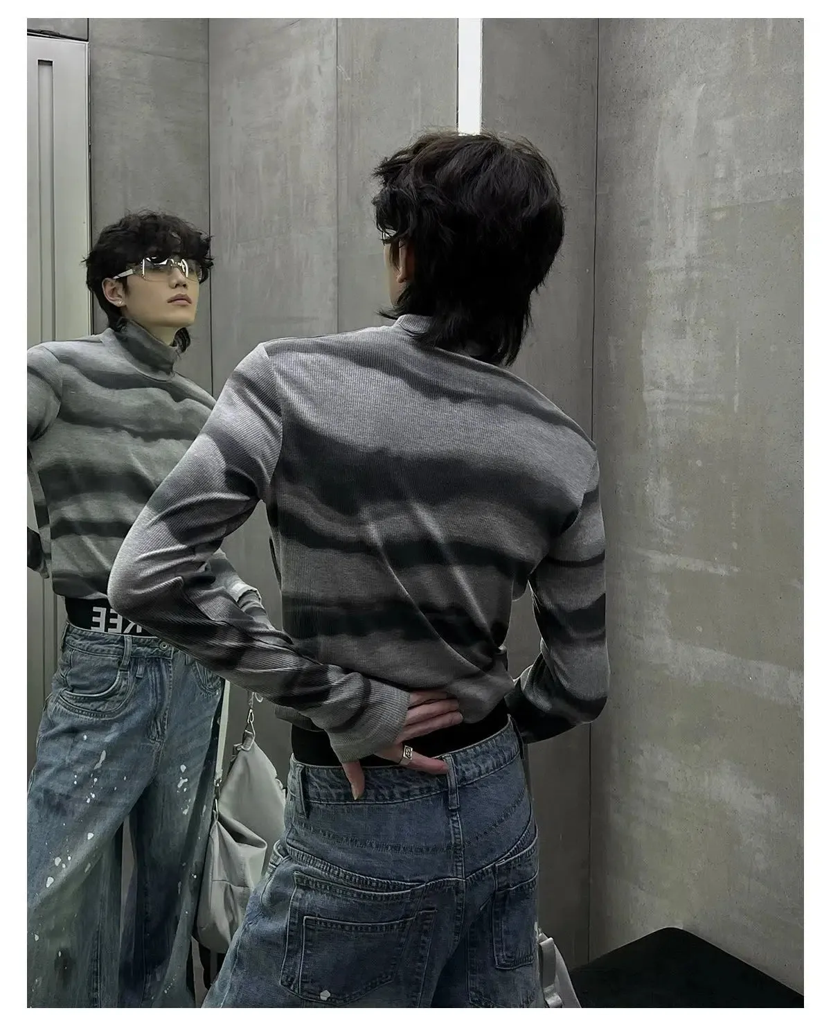 Casual Striped Turtleneck T-Shirt