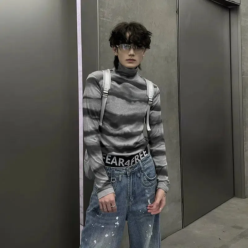Casual Striped Turtleneck T-Shirt