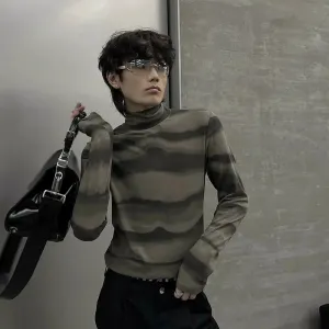 Casual Striped Turtleneck T-Shirt