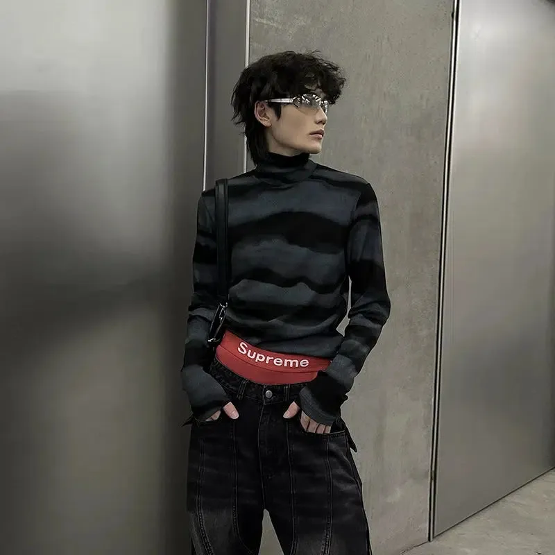 Casual Striped Turtleneck T-Shirt