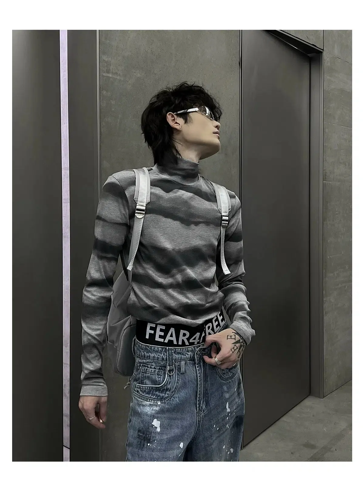 Casual Striped Turtleneck T-Shirt