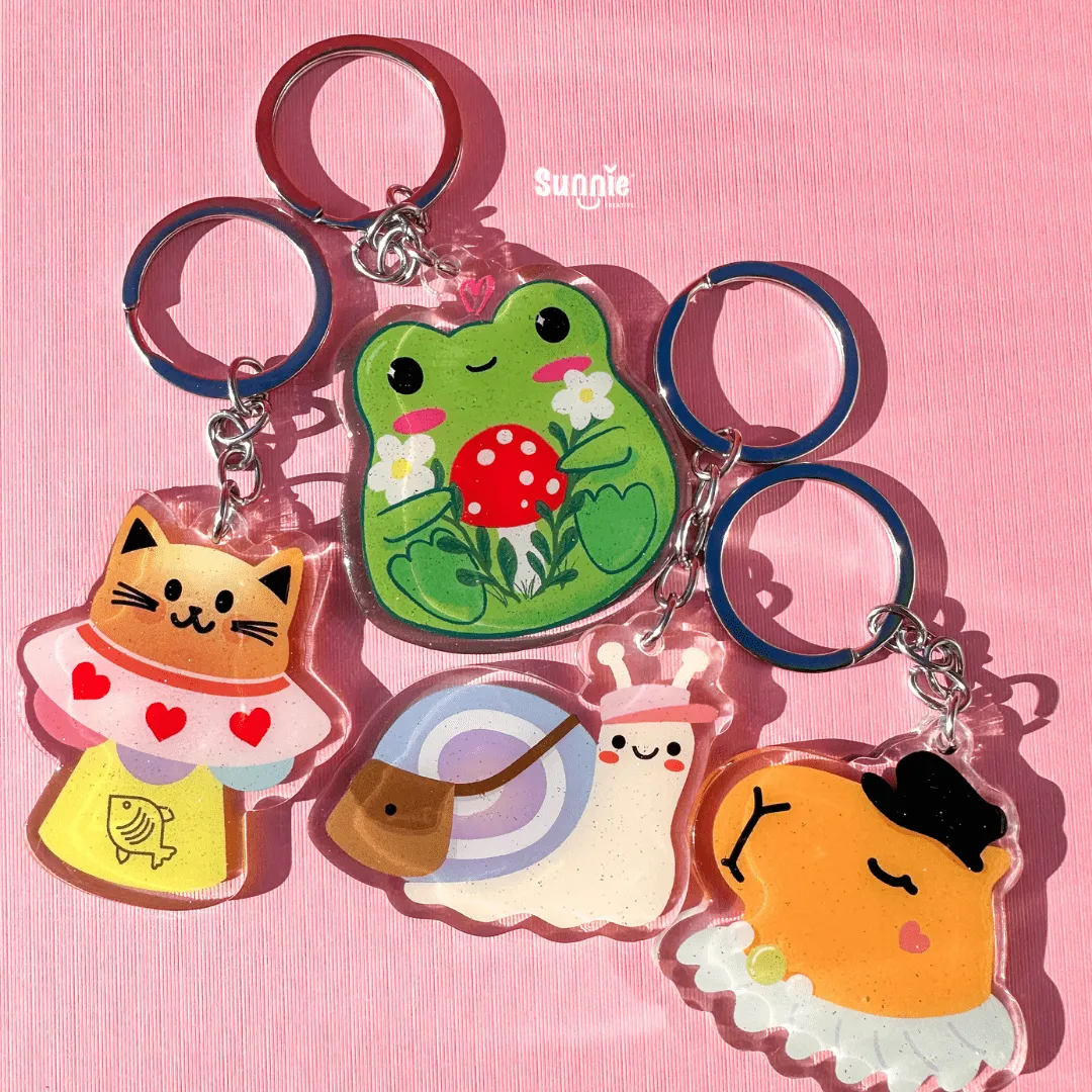 Cat UFO Acrylic Keychain