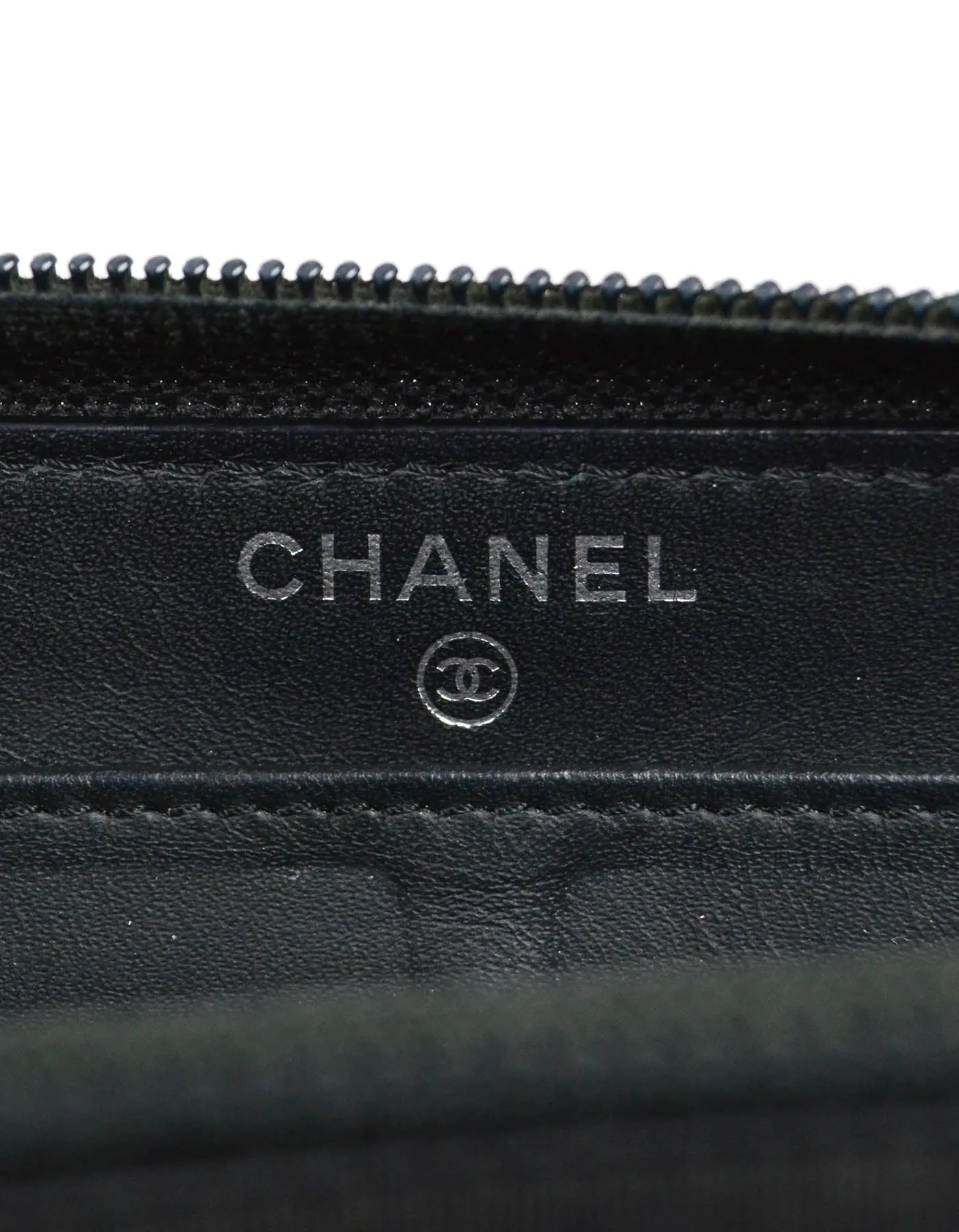 Chanel Black Caviar Leather CC Timeless Zip around Long Wallet