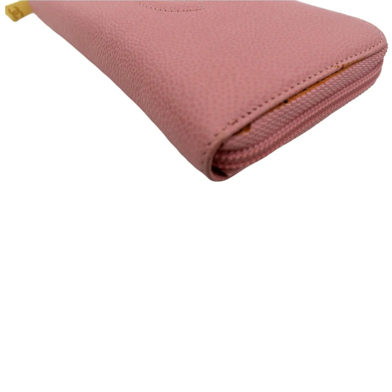 CHANEL CC Timeless Caviar Zip Around Wallet Pink