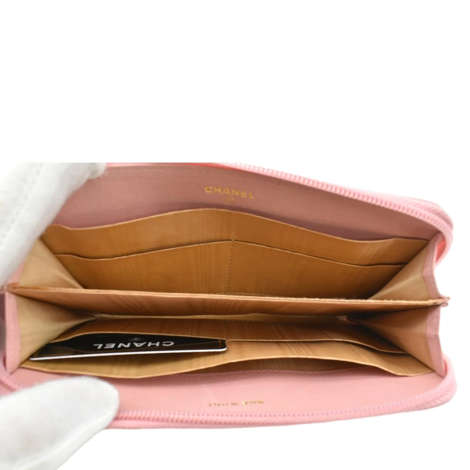 CHANEL CC Timeless Caviar Zip Around Wallet Pink