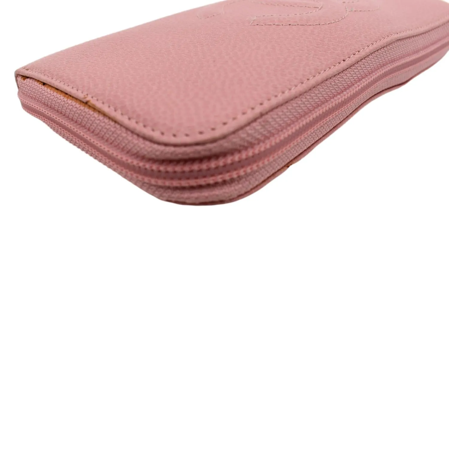 CHANEL CC Timeless Caviar Zip Around Wallet Pink
