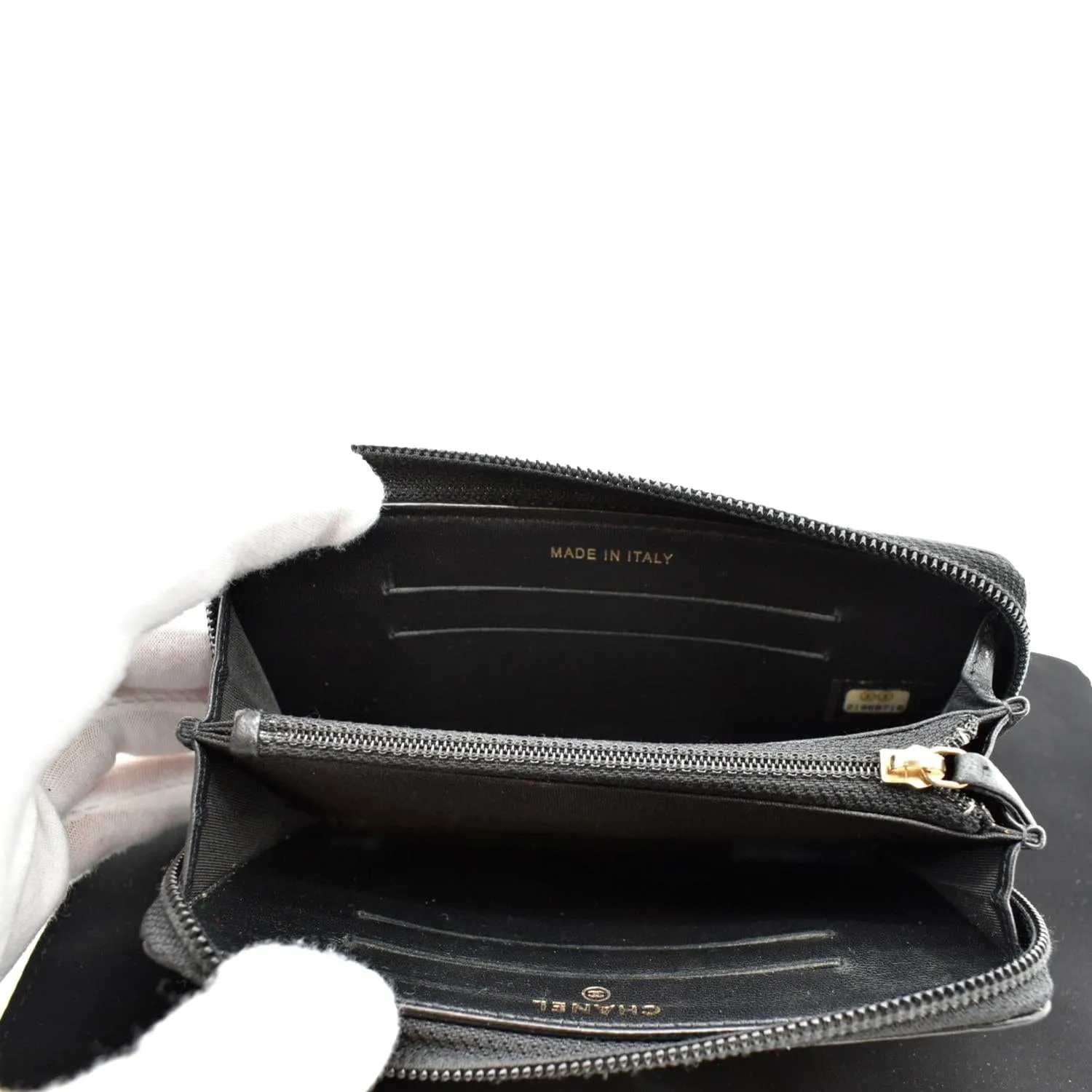 CHANEL Small Boy Lambskin Zip Around Wallet Black