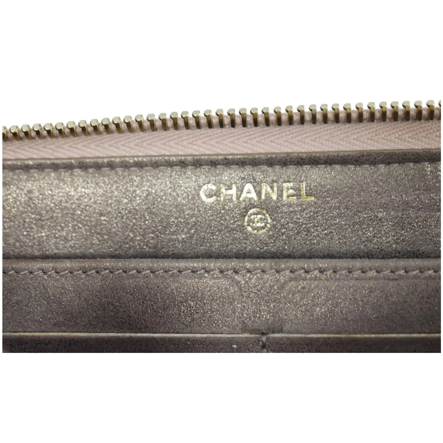 CHANEL Zip Around Coated Canvas Wallet Beige