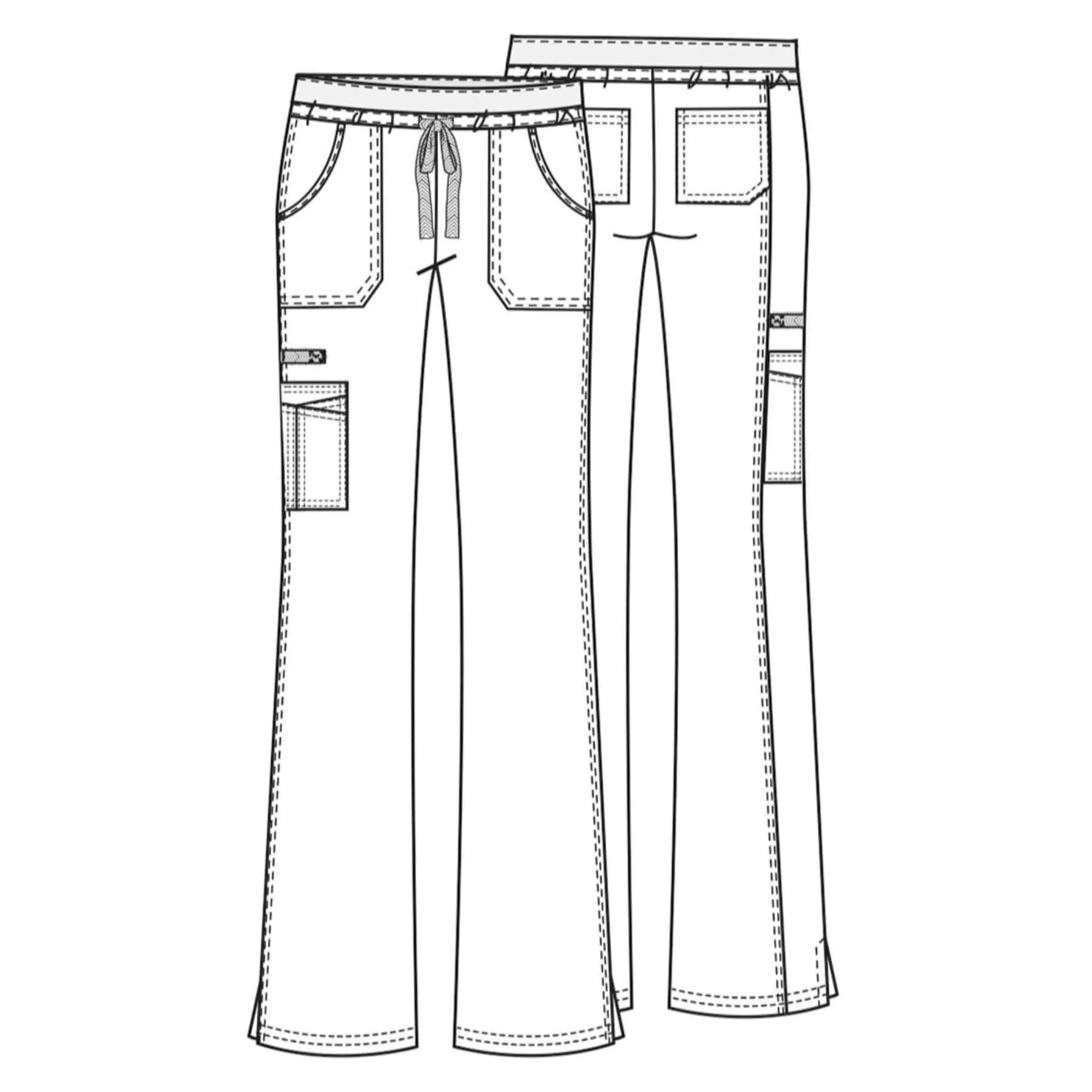 Cherokee Core Stretch 24001 Scrubs Pants Womens Low Rise Drawstring Cargo Ceil Blue
