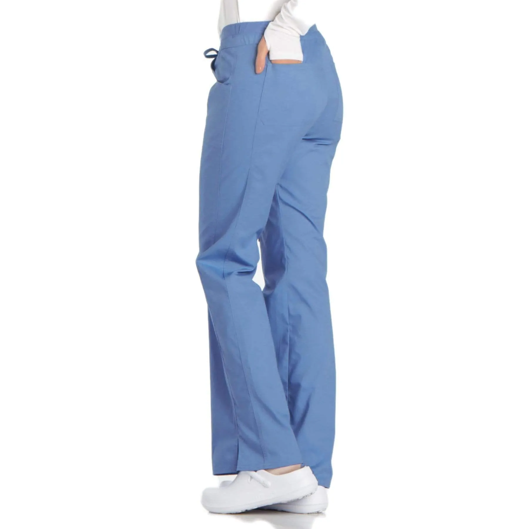 Cherokee Core Stretch 24001 Scrubs Pants Womens Low Rise Drawstring Cargo Ceil Blue