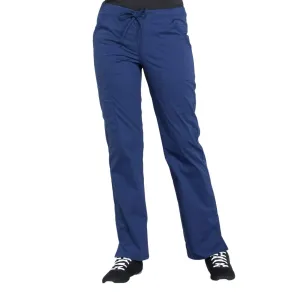 Cherokee Workwear Professionals WW160 Scrubs Pants Womens Mid Rise Straight Leg Drawstring Navy