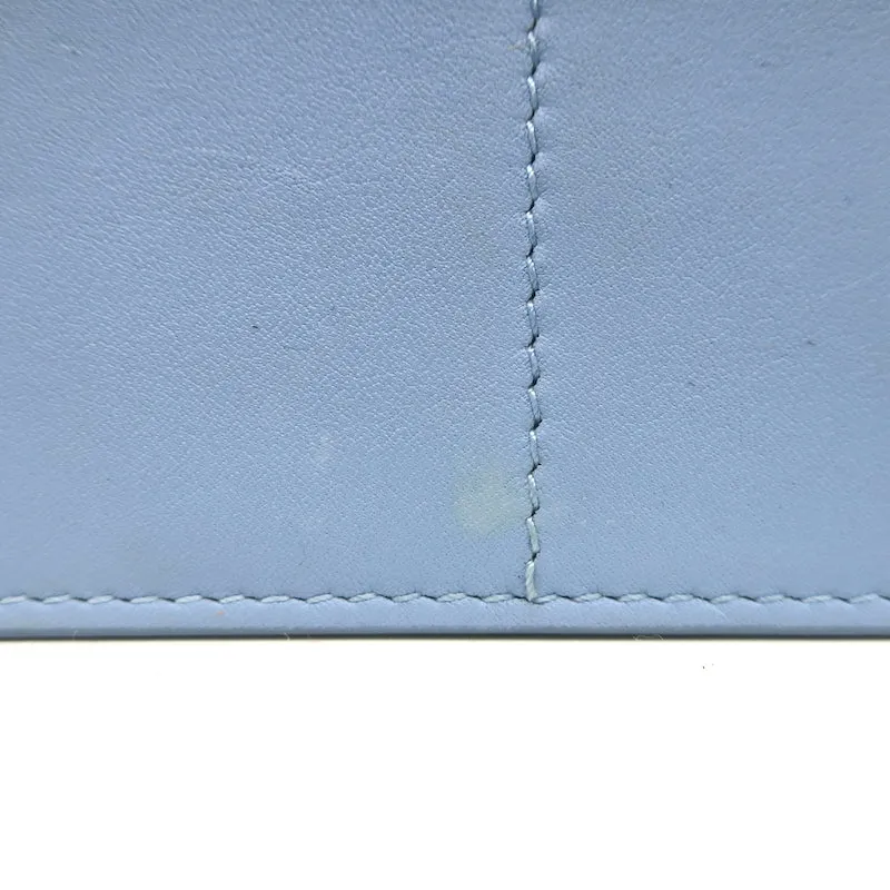 Christian Dior Flat Zip Wallet Light Blue Leather Handbag Insert