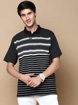 Classic Polo Men's Half Sleeve Black/White Polo Neck Cotton Authentic Fit T Shirt | AVON - 591 B AF P