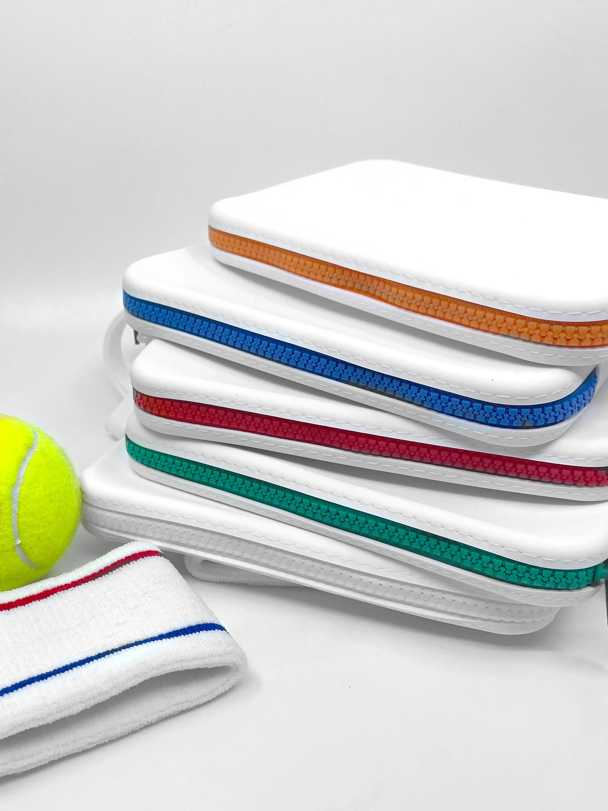 Clutch - White with Orange Zip