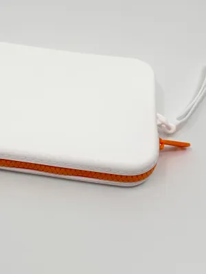 Clutch - White with Orange Zip