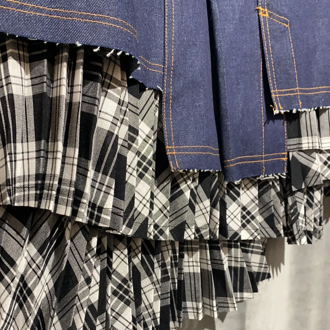 Comme des Garcons Denim Skirt with Pleated Underlining
