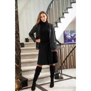 ContiNent 33 Women Knitted Pleated Skirts Fashion High Waist Knit Dress Solid Color Female Classic Skirt