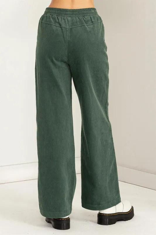 CORDUROY HIGH-WAISTED WIDE LEG PANTS