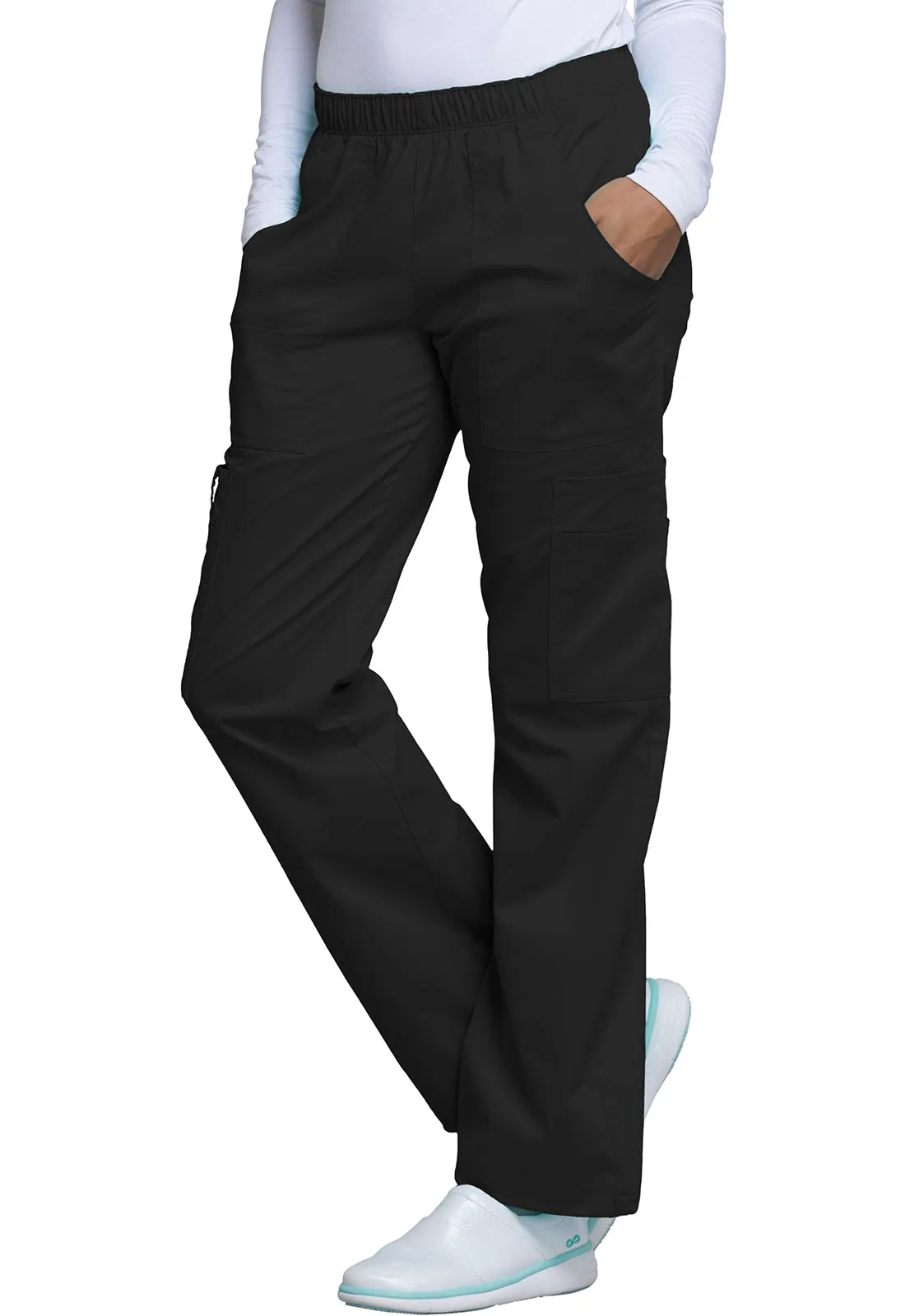 Core Stretch 4005 Mid Rise Pull-On Cargo Pants Black