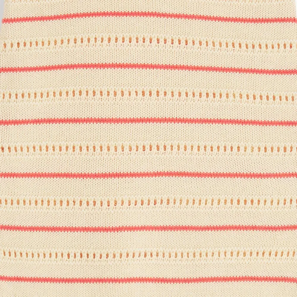 Corfu - Coral Stripe Knit Baby & Toddler Shorty Romper