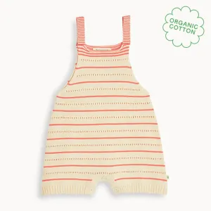 Corfu - Coral Stripe Knit Baby & Toddler Shorty Romper