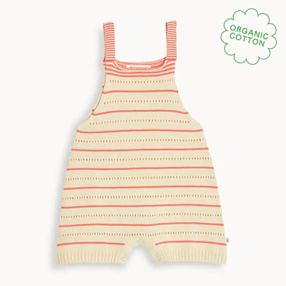 Corfu - Coral Stripe Knit Baby & Toddler Shorty Romper