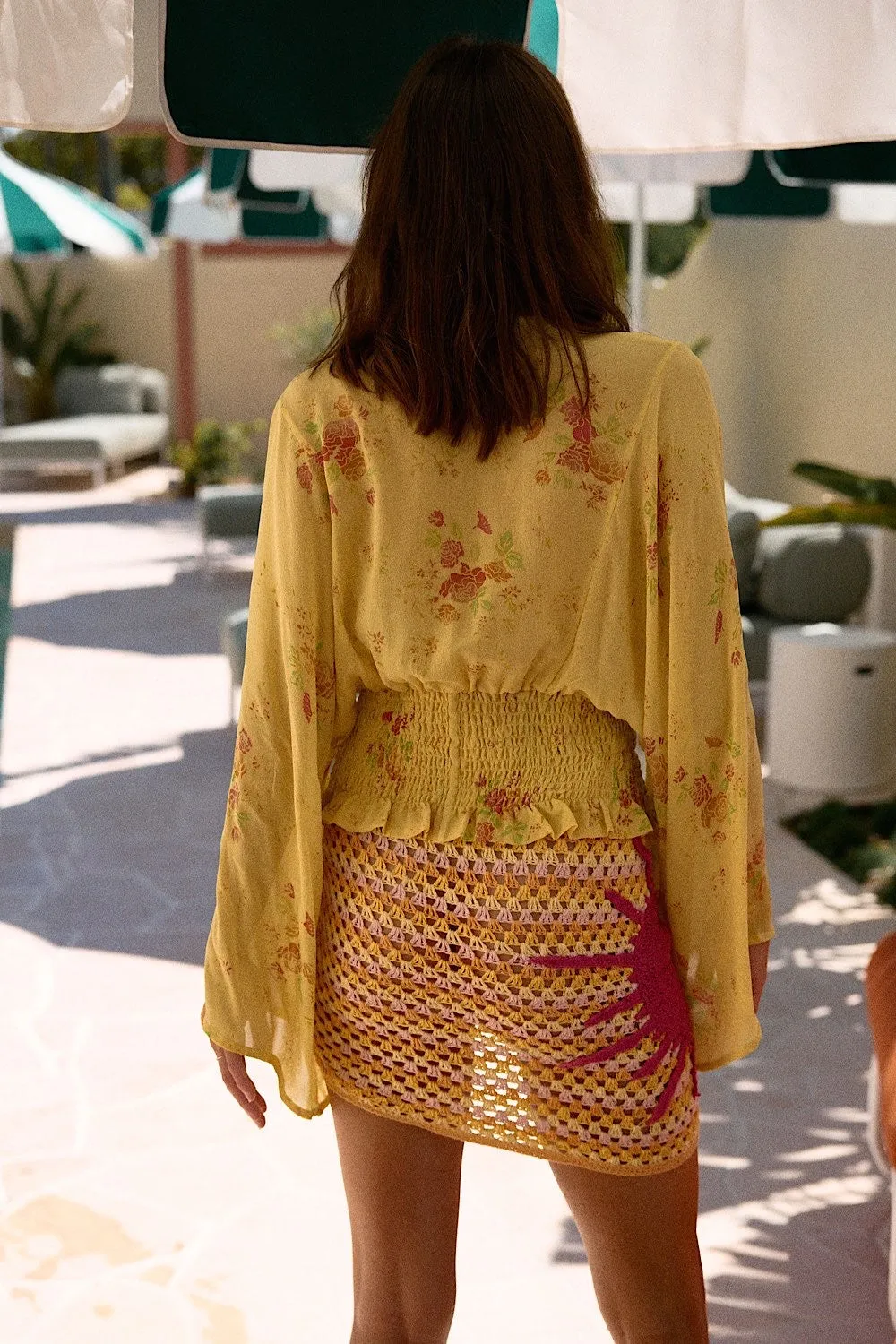 Cover Me In Sunshine Crochet Appliqué Sun Wrap Skirt