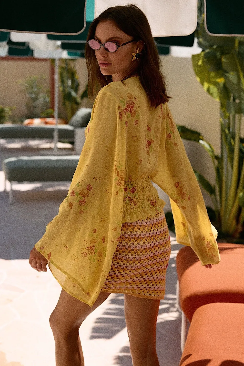 Cover Me In Sunshine Crochet Appliqué Sun Wrap Skirt