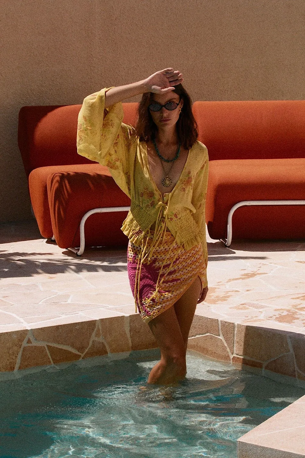 Cover Me In Sunshine Crochet Appliqué Sun Wrap Skirt