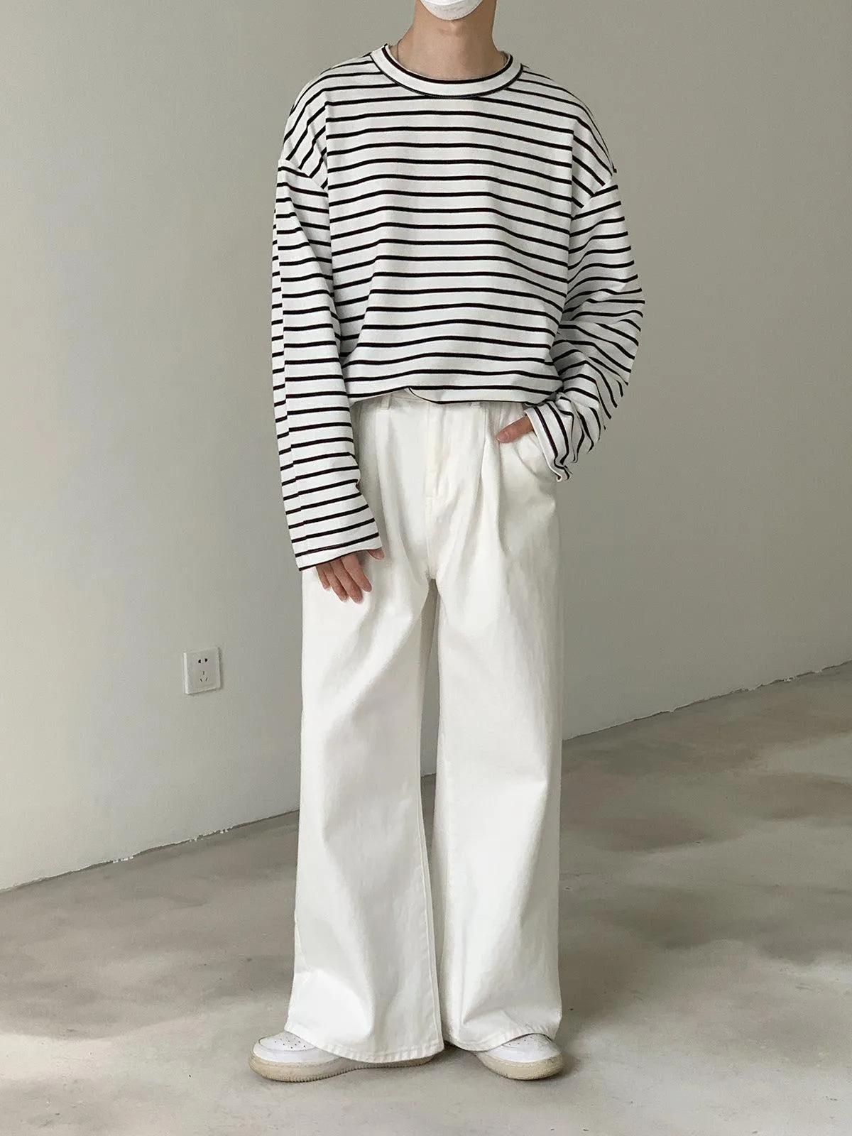 Crew Neck Striped Long Sleeve T-shirt