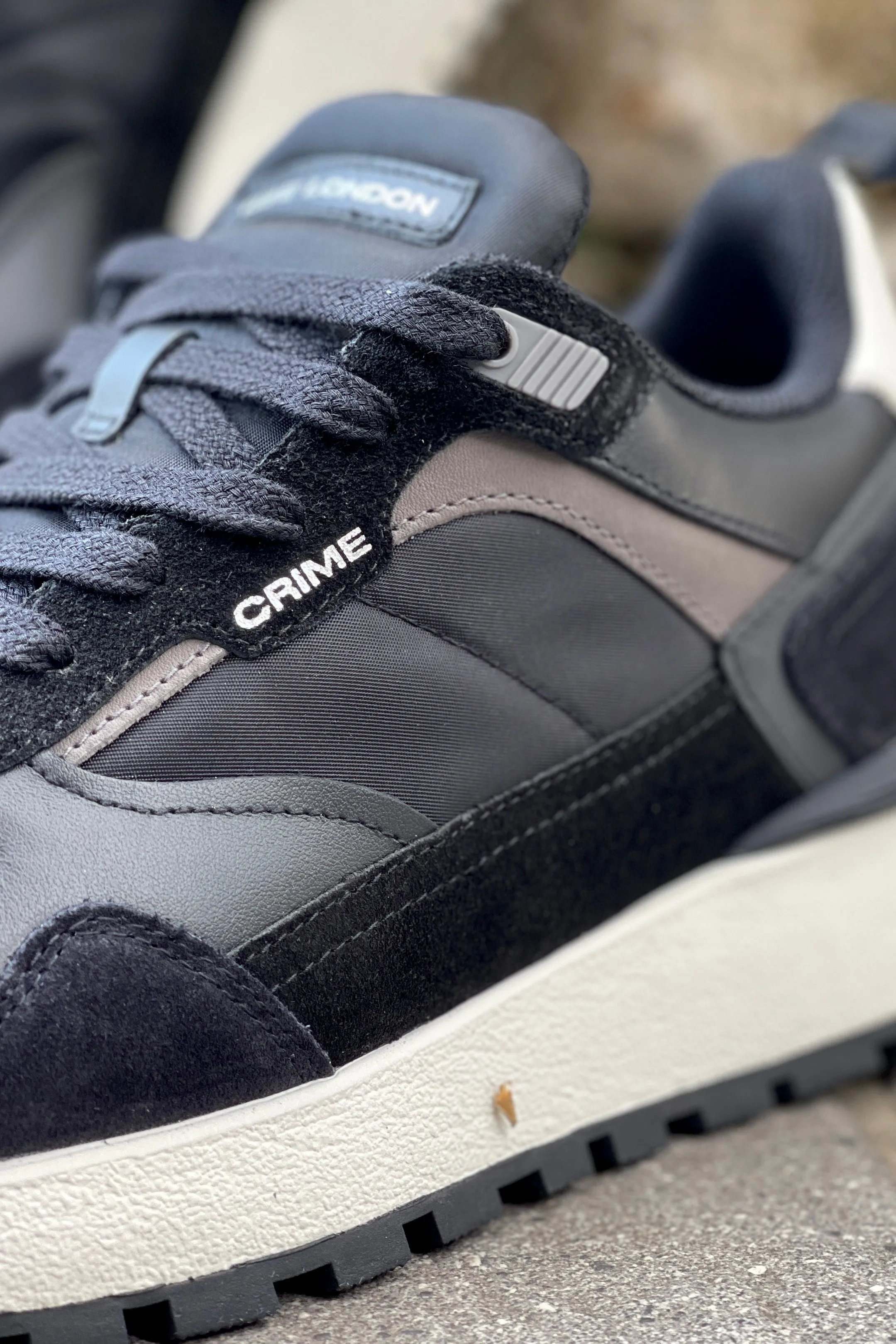 Crime London sneakers mod. running in nylon e pelle colore nero (Collezione inverno 23)